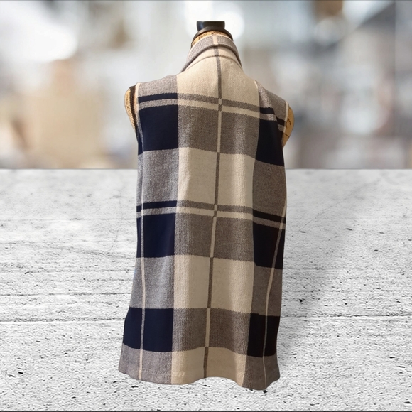 NWT chaps navy and white plaid vest jacket coat size L $30 OBO takes it - Picture 5 of 16